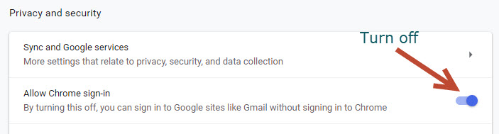 Turn-off Google Chrome auto-sign in