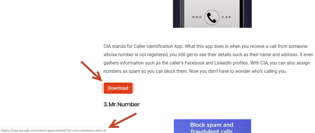 Checking download button outgoing link
