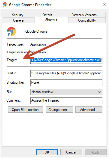 Google Chrome Properties