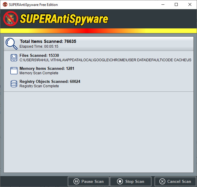 SUPERAntiSpyware UI
