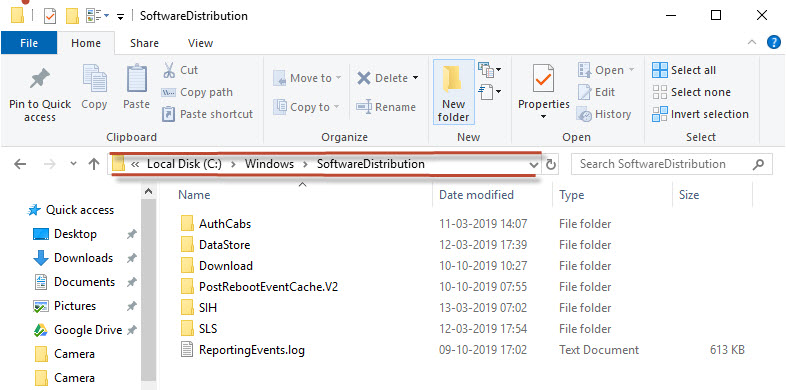 Deleting files in SoftwareDistribution folder