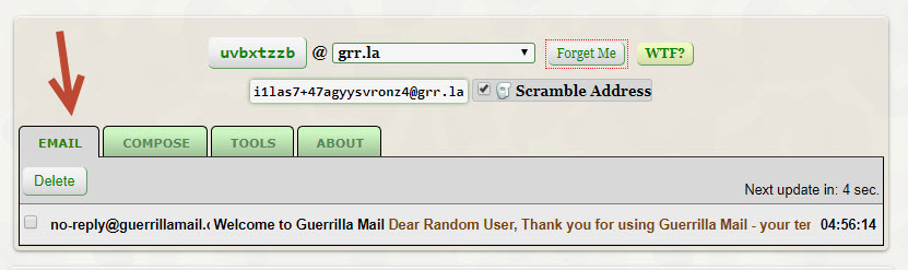 Guerrilamail Inbox
