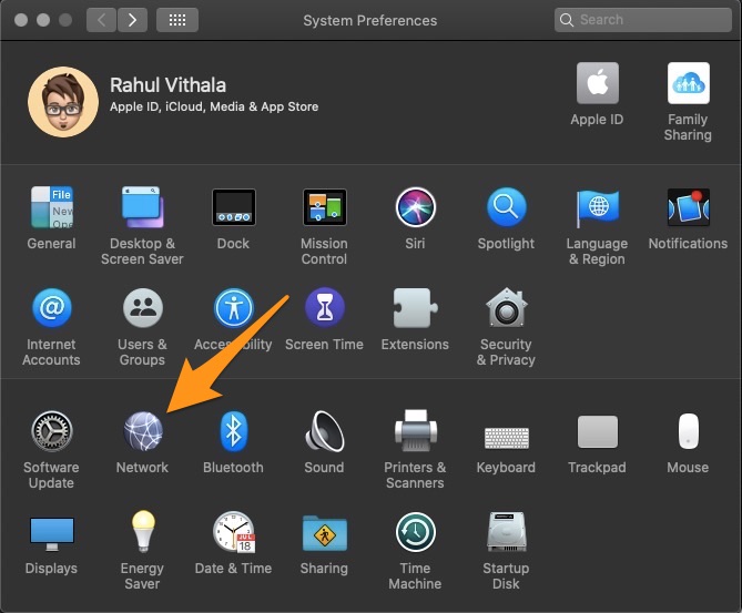Network location in system preferences