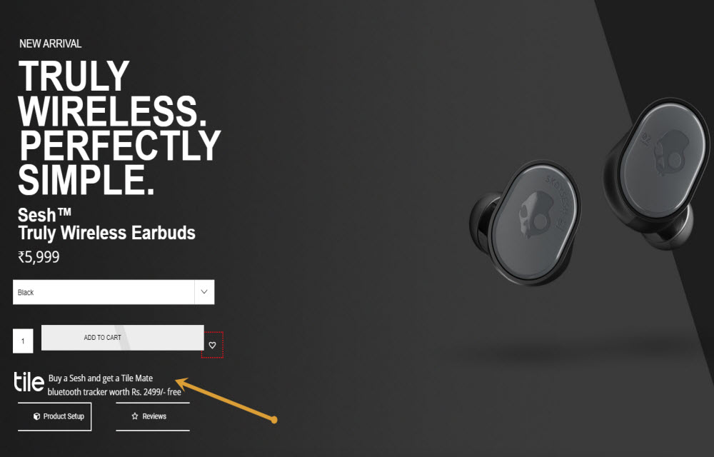 Skullcandy is offering Tile Mate free with purchase of Sesh as festive offer