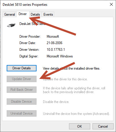Update Driver manually options