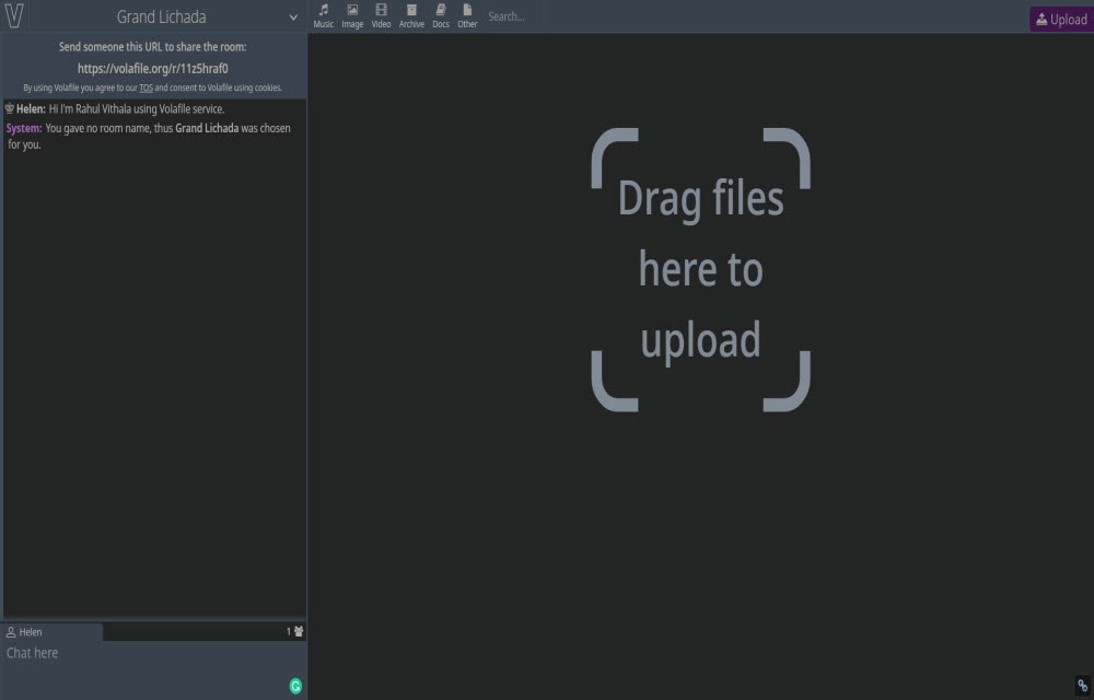 Volafile user-interface