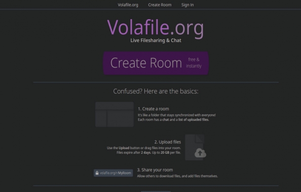Volafile.org is a chat room service with anonymous file sharing