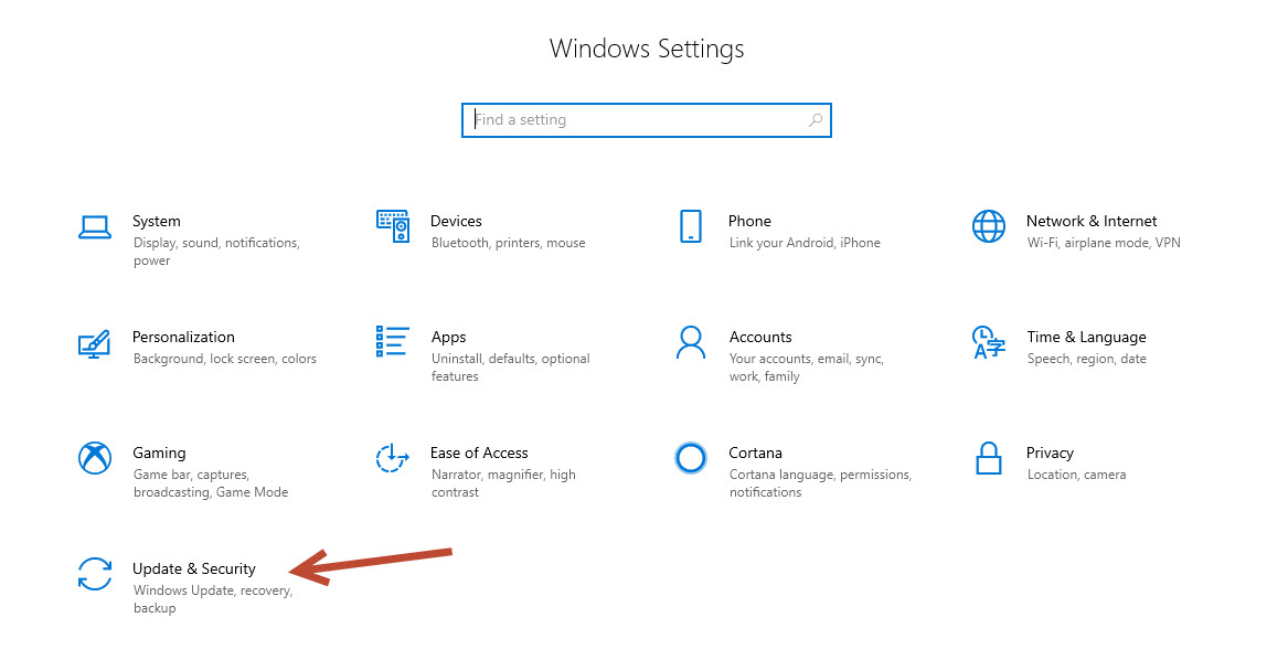 Windows Settings-Update and security