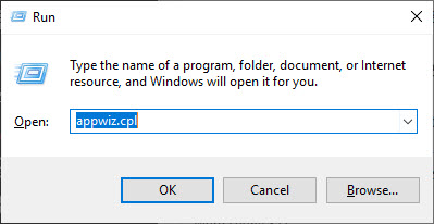 appwiz.cpl in run