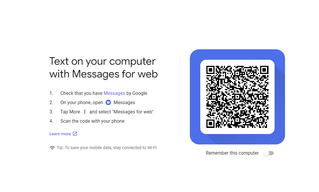 Android Messages web interface