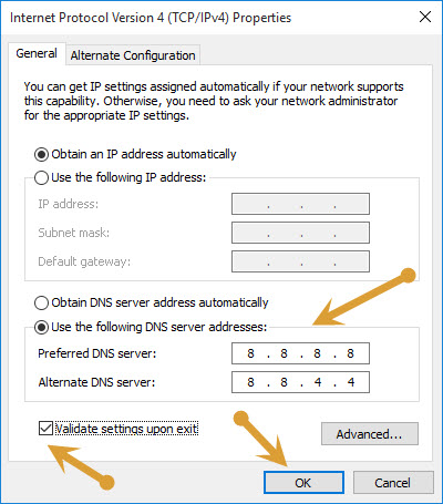 Internet Protocol Version 4 Window