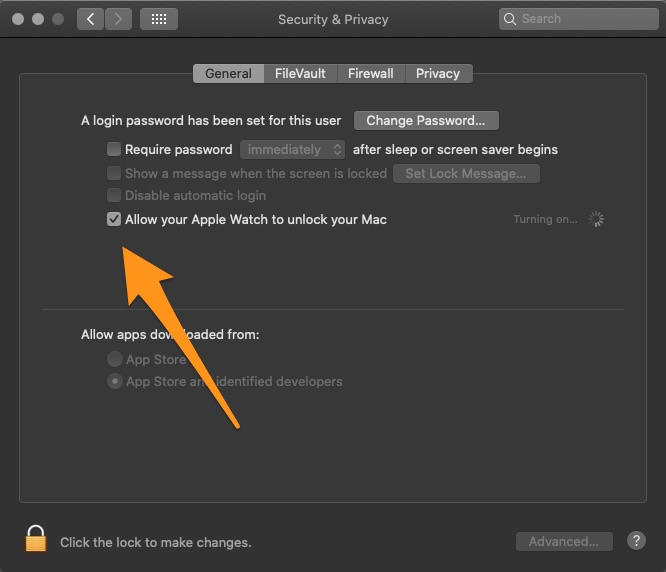 allowing apple watch to unlock Mac