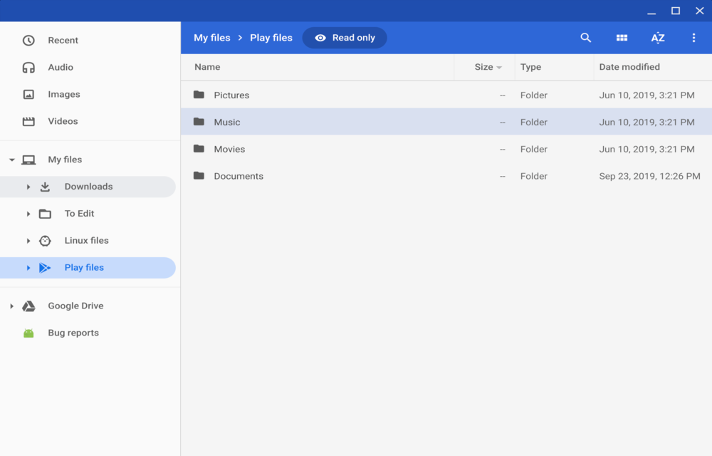 Chrome OS files app