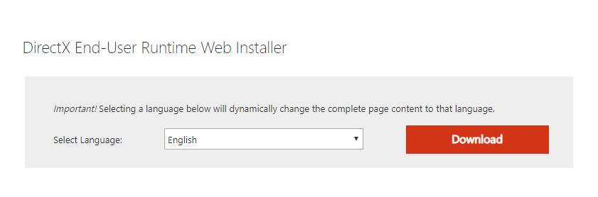 DirectX download button