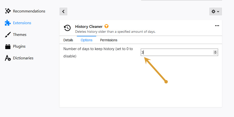 History Cleaner auto-delete settings
