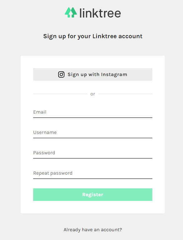 Linktree signup