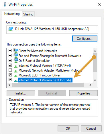 TCP IPv6 properties