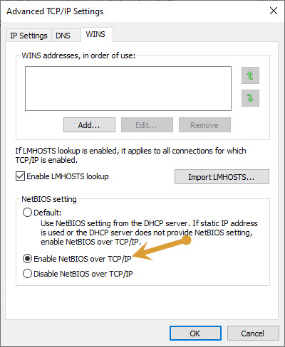 enabling Netbios