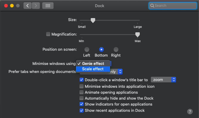 Changing Mac visual effects
