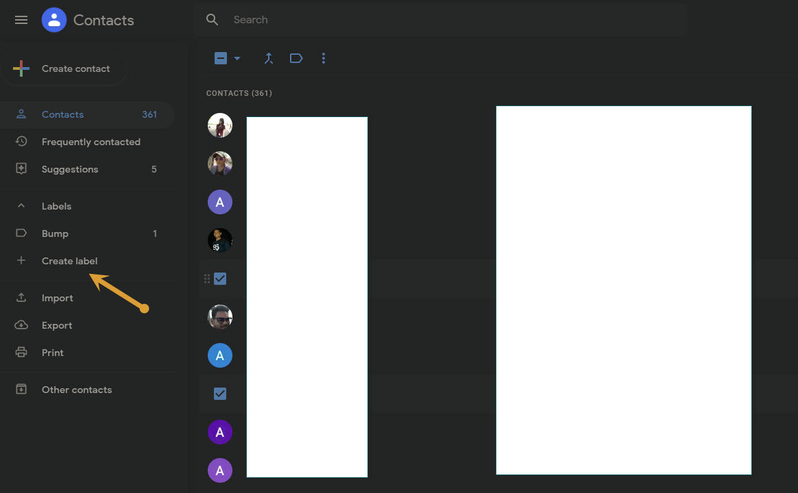 Creating label in contacts