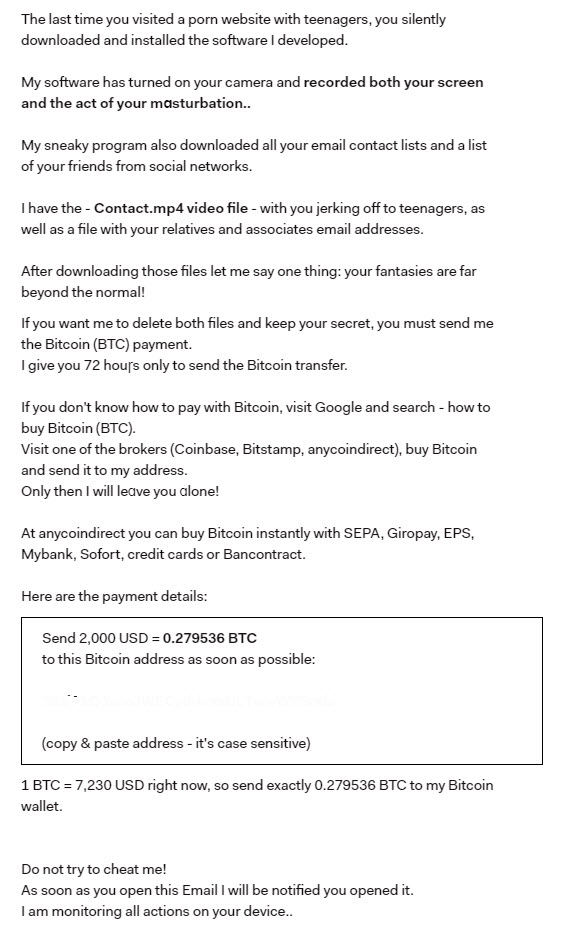 GandCrab example threatening mail