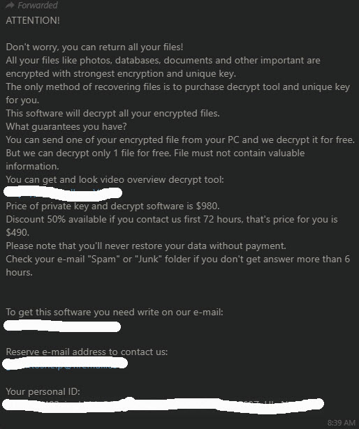 Locky attack example mail