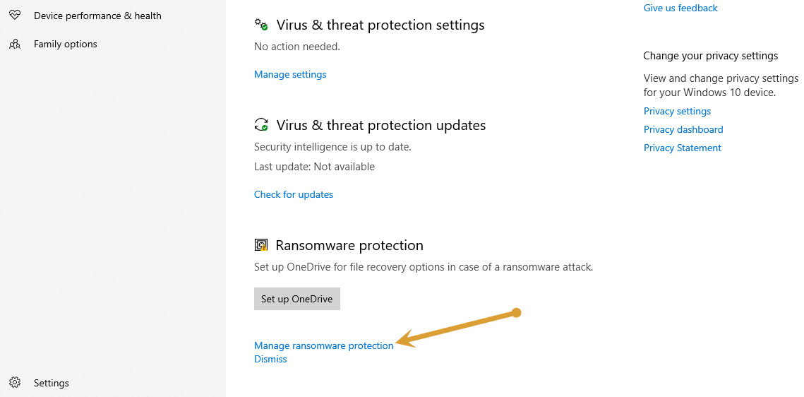 Manage Ransomware Protection