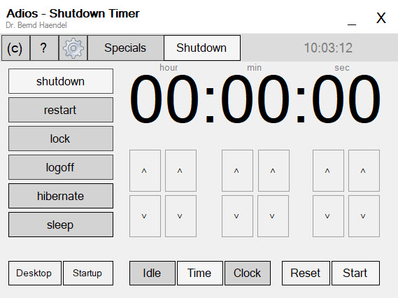 Adios-Shutdown timer