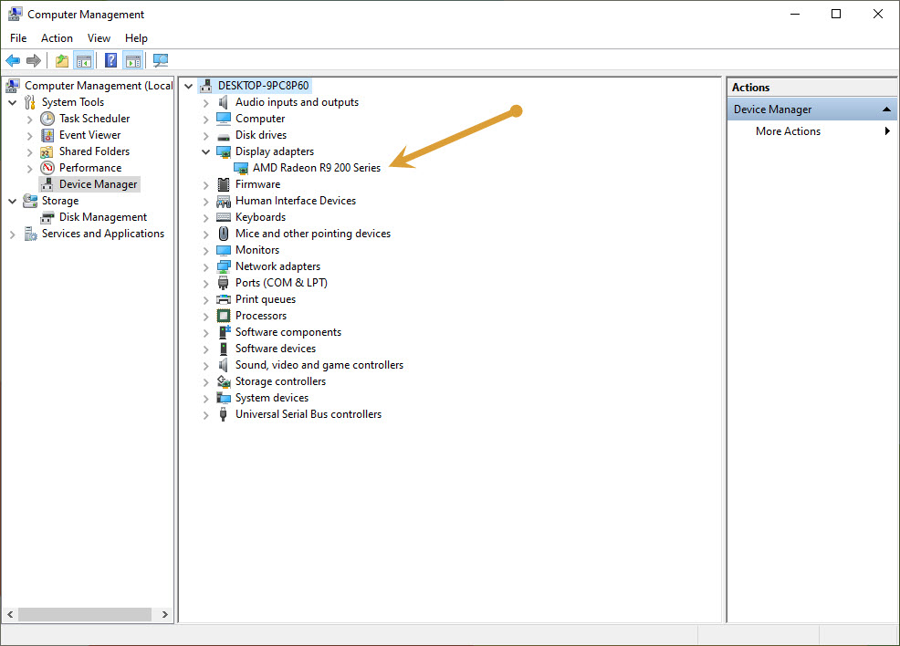 Device manager-graphic card name
