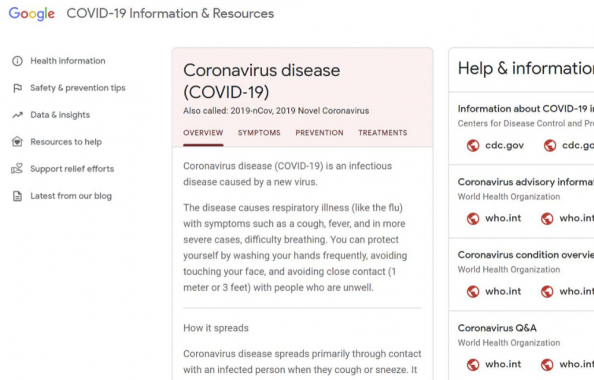 Google COVID19 site