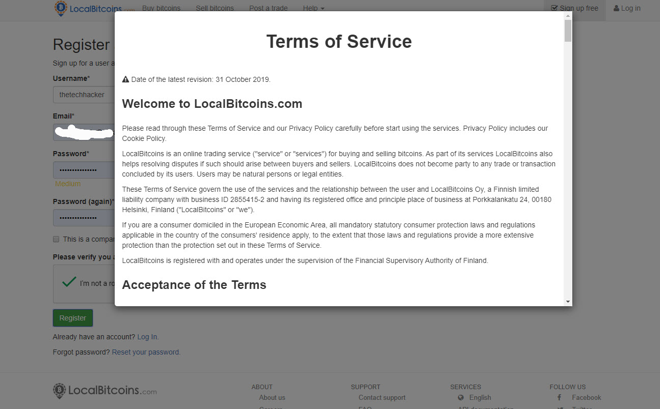 LocalBitcoins Signup