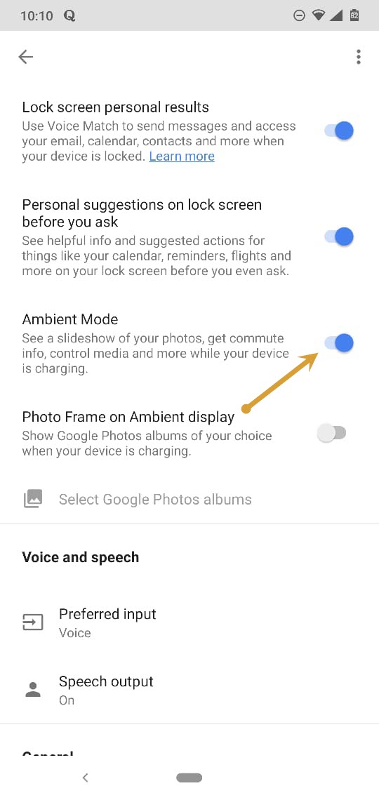 Turning on the ambient mode