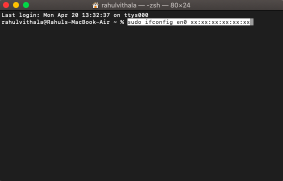 Changing MAC address on macOS