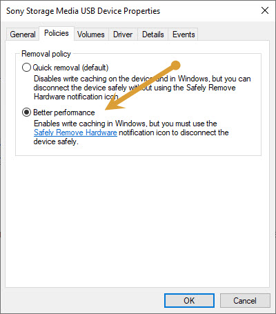 Better performance option for USB Drives