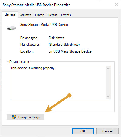 Change settings in USB