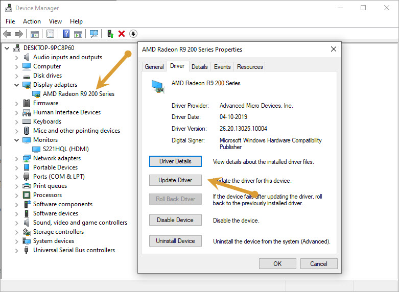 Device manager update graphic card driver