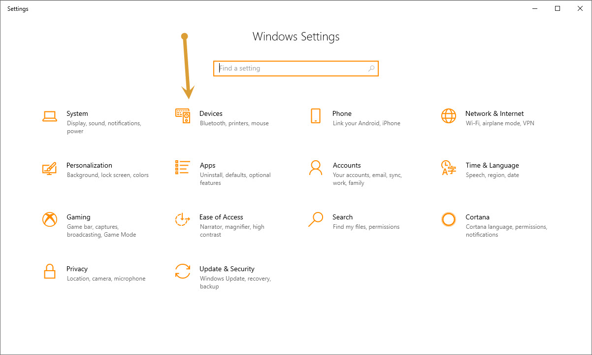Devices in Settings