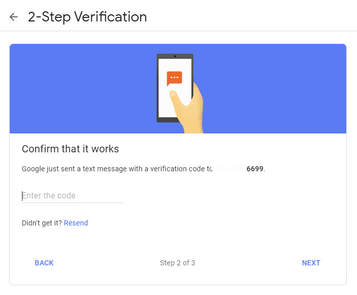 Entering OTP in 2-step verification page