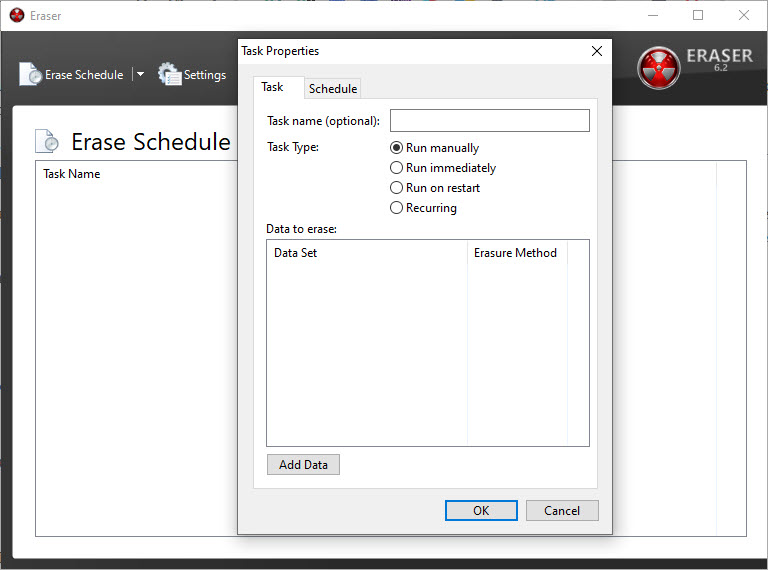 Eraser User Interface and options
