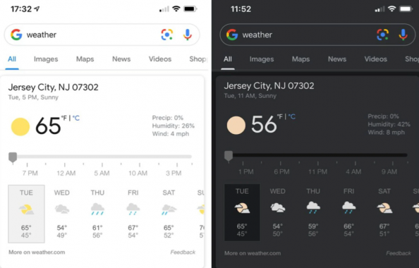 Google Search dark mode