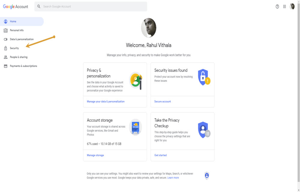 Google Security options