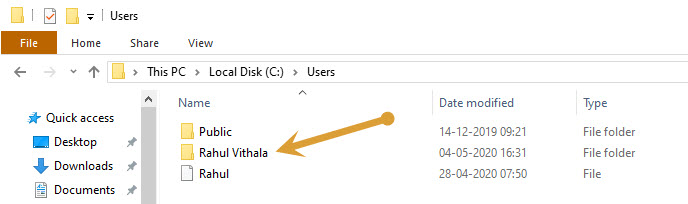 Rahul Vithala folder in users