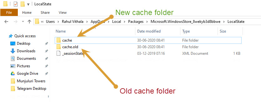 Creating new cache folder