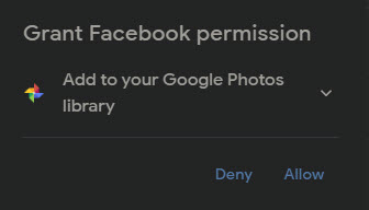 Granting permission by clicking allow