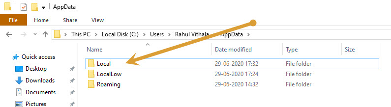 Local folder in appdata