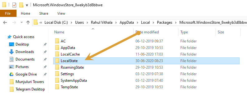 LocalState folder