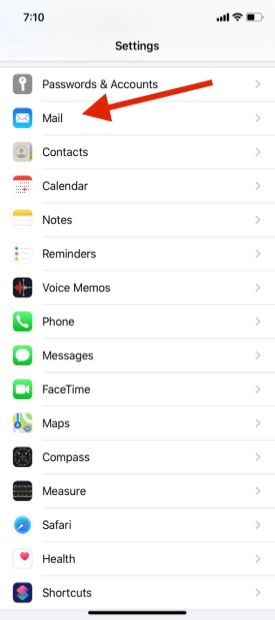 mail app and tap on Siri & Search