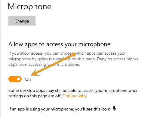 Allow apps to access your microphone