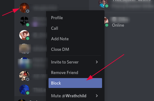 Blocking a person on Discord