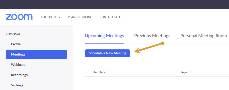 Scheduling a meeting on Zoom web